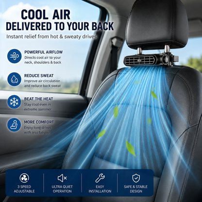 🚗Headrest Mounted Breeze Fan For Cars-Turn Any Car Seat Into A Cooling Comfort Zone🌞