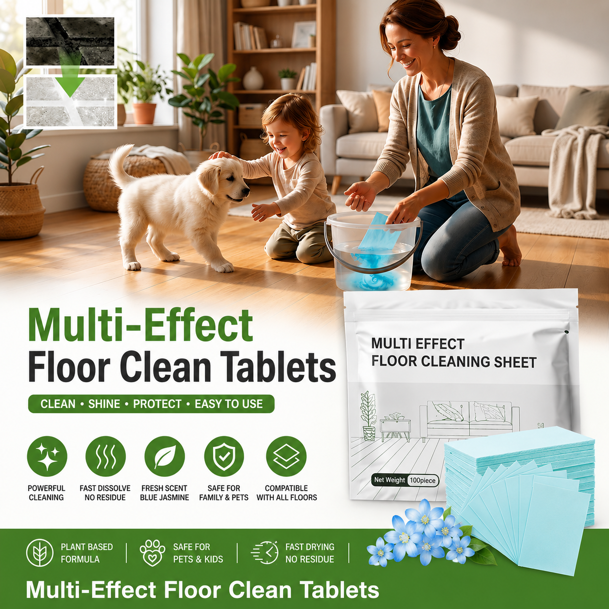 🧼 Multi-Effect Floor Cleaning Tablets✨