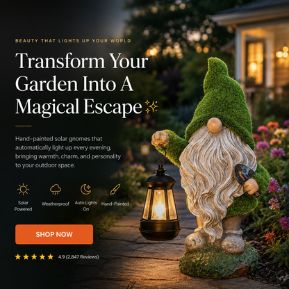 🎃💡Magical Solar Garden Gnome | Handcrafted Outdoor Garden Light🌞