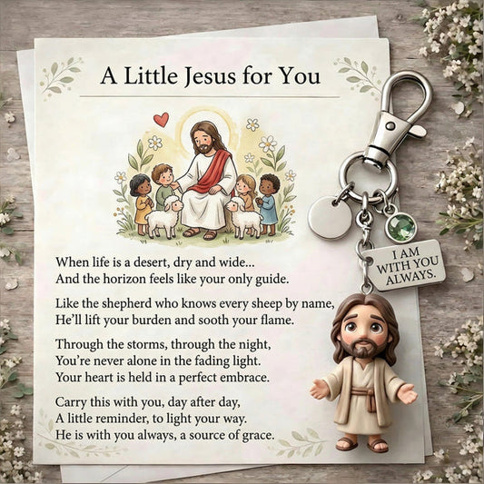 "A Little Jesus and Virgin Mary for You" - Comforting Pocket Reminder Keychain & Poem Card Gift Set 🌟🙏