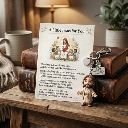"A Little Jesus and Virgin Mary for You" - Comforting Pocket Reminder Keychain & Poem Card Gift Set 🌟🙏