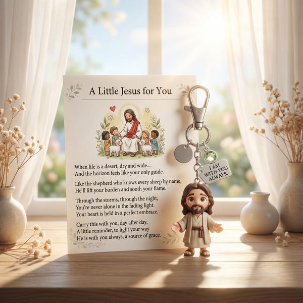 "A Little Jesus and Virgin Mary for You" - Comforting Pocket Reminder Keychain & Poem Card Gift Set 🌟🙏