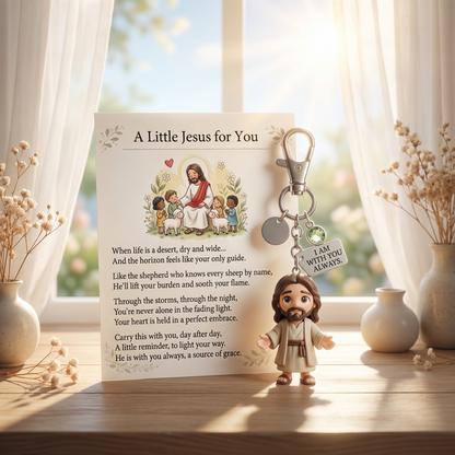 "A Little Jesus and Virgin Mary for You" - Comforting Pocket Reminder Keychain & Poem Card Gift Set 🌟🙏