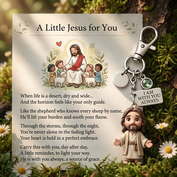 "A Little Jesus and Virgin Mary for You" - Comforting Pocket Reminder Keychain & Poem Card Gift Set 🌟🙏