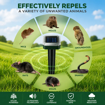 🌸Spring Sale 50% OFF☘️Solar Powered Waterproof Screw Mole Repellent