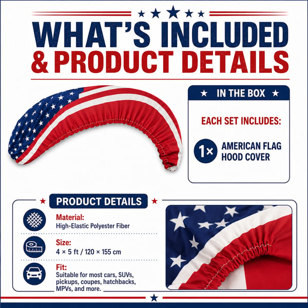 🇺🇸 Universal American Hood Flag Cover 🔥 Fits Most Cars, SUVs & Pickups🦅