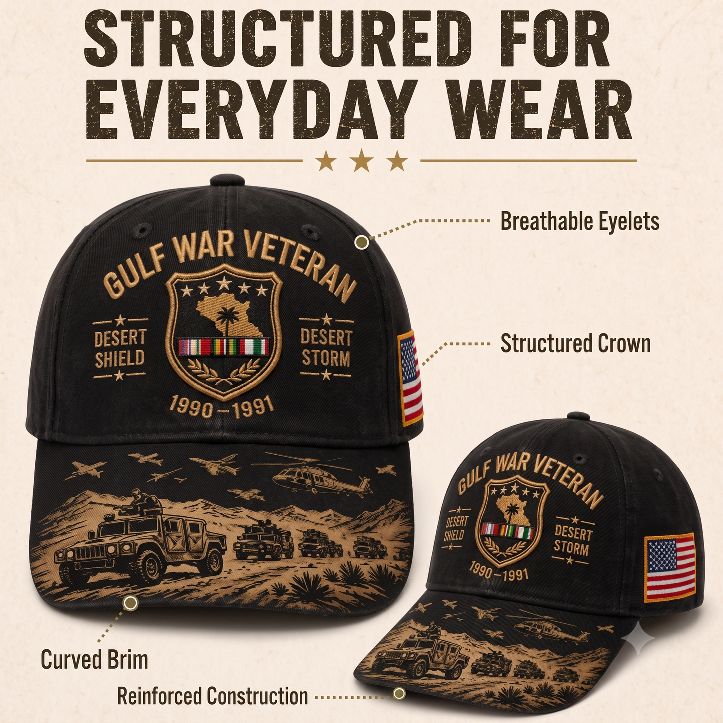 Last Day Promo: 49% OFF! Desert Storm Veteran Commemorative Cap – Gulf War Desert Shield Veteran Hat