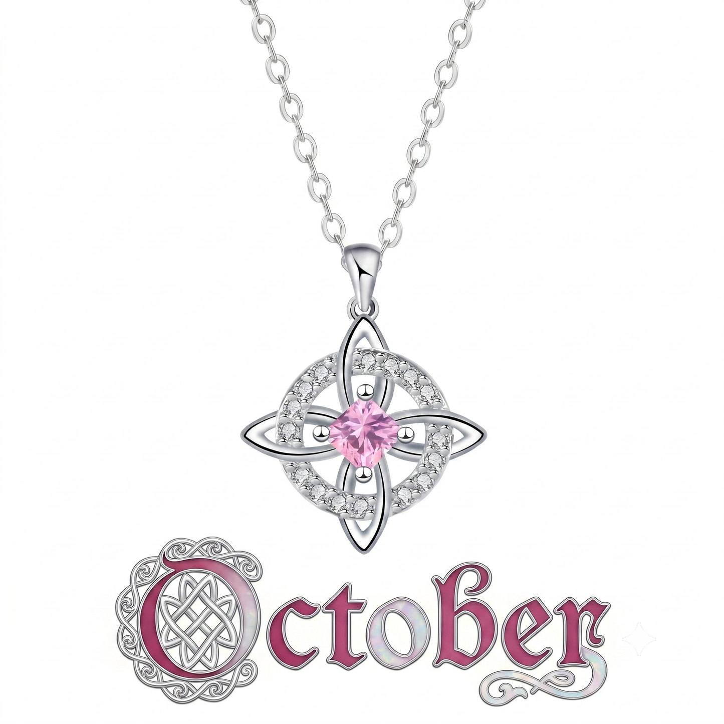 Mystical Birthstone Witches Knot Necklace – Natural Crystal🔮Protect Your Loved Ones💞