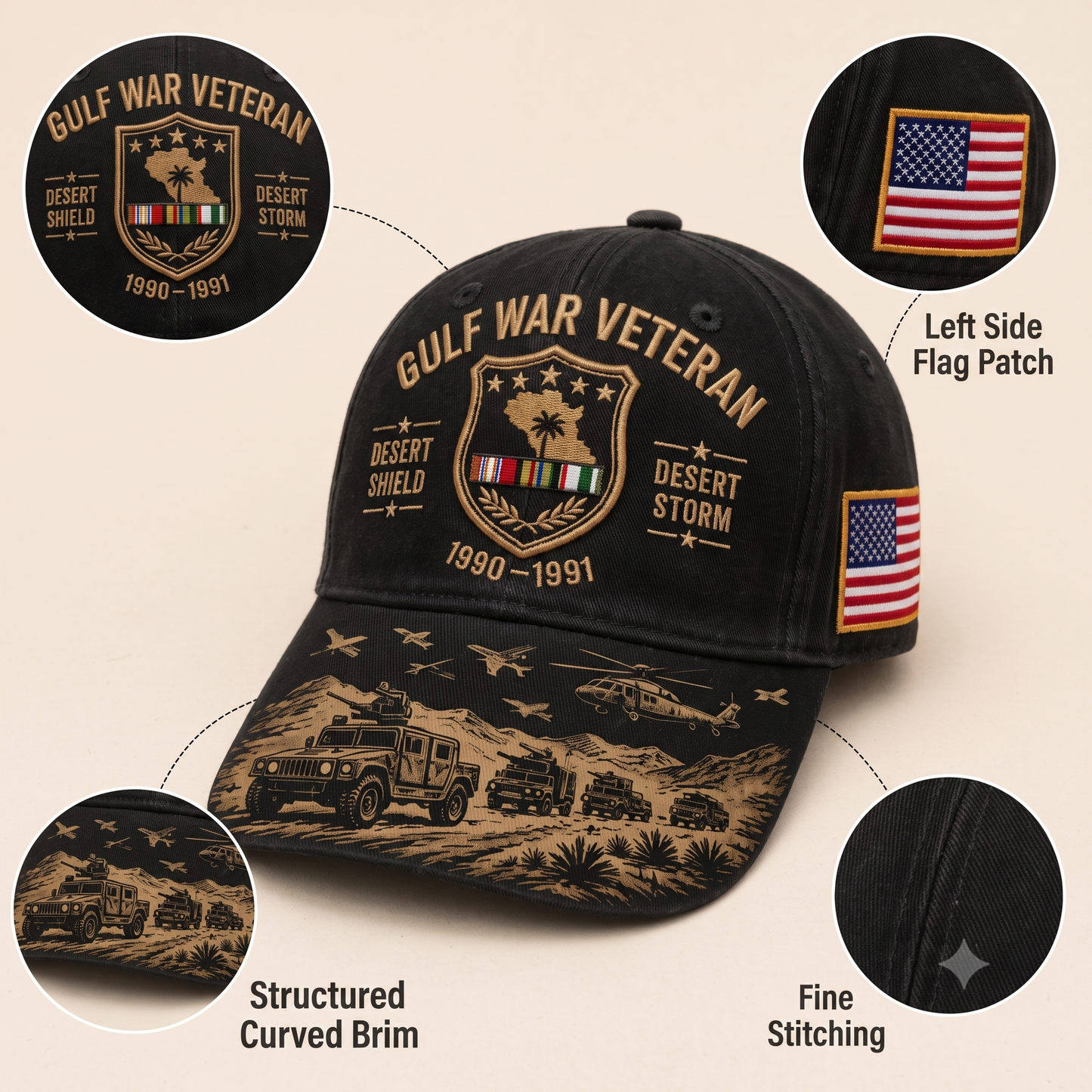 Last Day Promo: 49% OFF! Desert Storm Veteran Commemorative Cap – Gulf War Desert Shield Veteran Hat