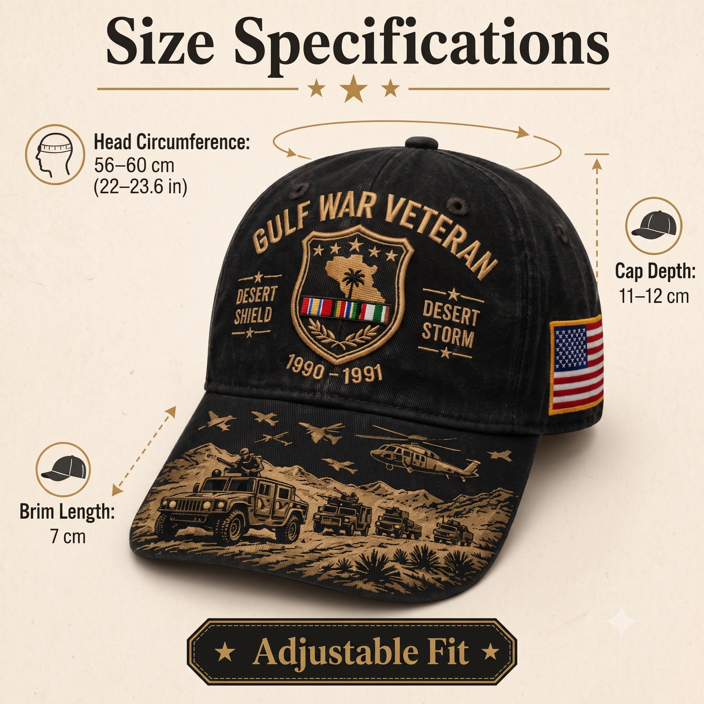 Last Day Promo: 49% OFF! Desert Storm Veteran Commemorative Cap – Gulf War Desert Shield Veteran Hat