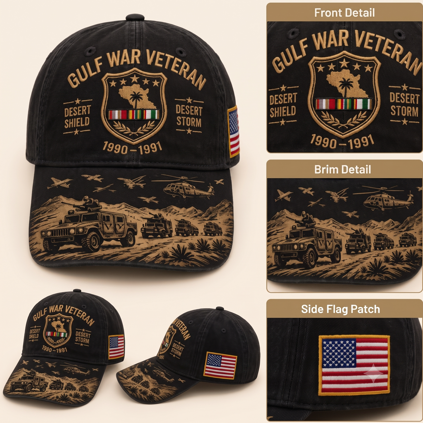 Last Day Promo: 49% OFF! Desert Storm Veteran Commemorative Cap – Gulf War Desert Shield Veteran Hat