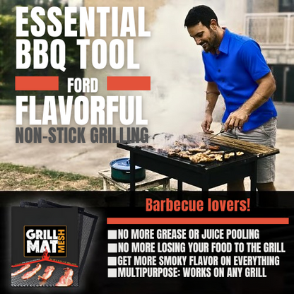 🥩Non-Stick Mesh Grill Mat - Stop Losing Food to the Flames!