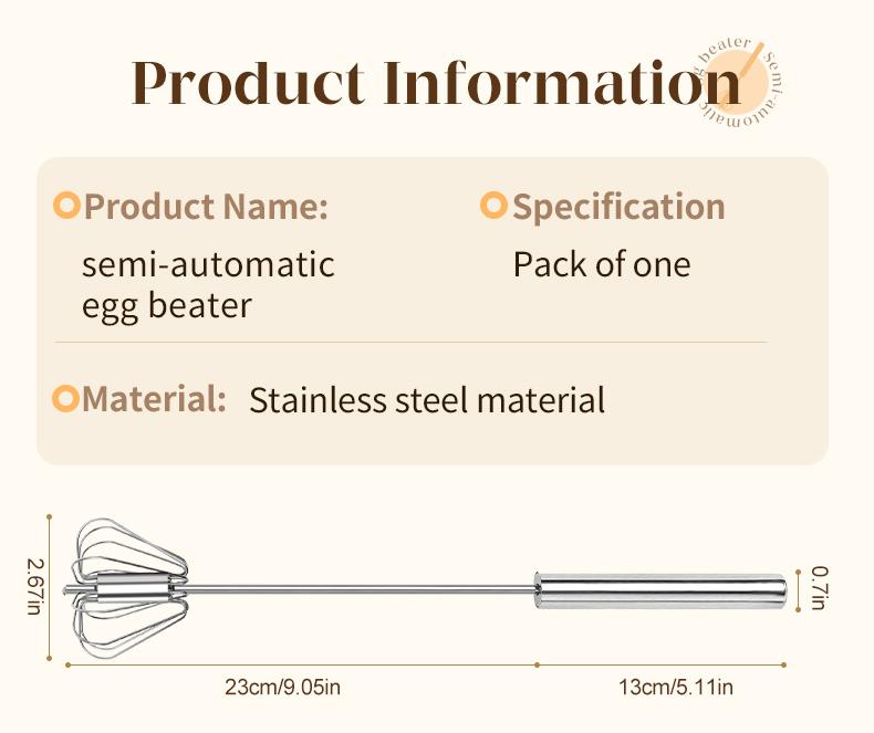 Rustproof Hand Push Whisk For Baking & Daily Drinks✨